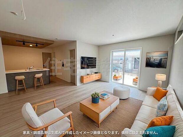 家族団らんの場所としてゆったりと居心地の良いリビングです。