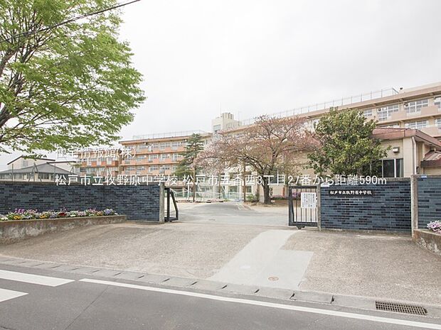 松戸市立牧野原中学校まで約590m（徒歩8分）