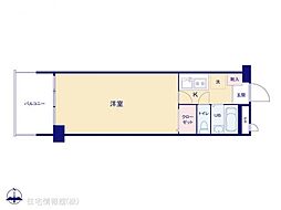 カーサ第2宇喜田3号棟 1Kの間取図画像