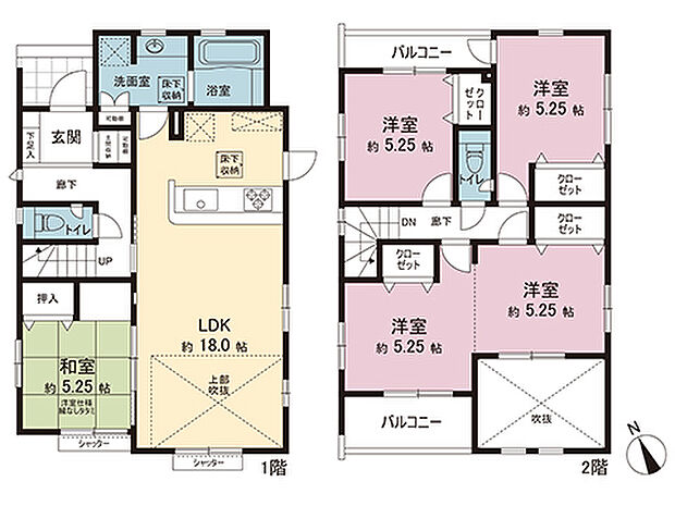 間取はファミリーにもおすすめ4(5)LDK+太陽光発電システム付きの新築戸建です。