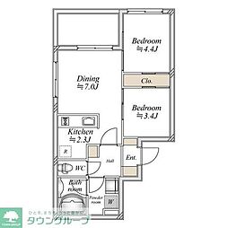 アーバンパーク方南町(アーバンパークホウナンチョウ) 4階2LDKの間取り