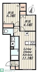 東京メトロ副都心線 千川駅 徒歩8分の賃貸マンション 1階2LDKの間取り