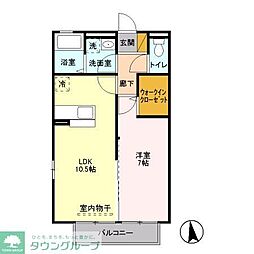 クレール上落合 1階1LDKの間取り