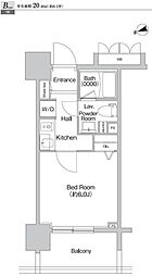 プライムアーバン神楽坂 5階1Kの間取り