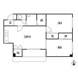 マロンハイツ 3階2LDKの間取り