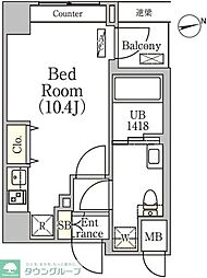リテラス中野ノース 9階ワンルームの間取り