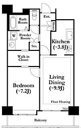 河田町ガーデン4 8階1LDKの間取り