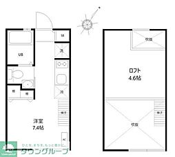 グランエッグス東中野S 2階ワンルームの間取り