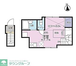 ロンディネ鷺ノ宮 2階ワンルームの間取り
