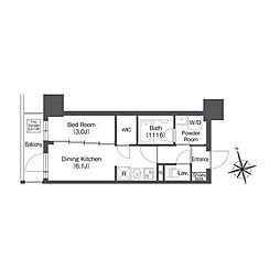 ＣＡＶＡＮＡ新宿夏目坂 10階1DKの間取り