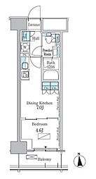 JR総武線 大久保駅 徒歩6分の賃貸マンション 3階1DKの間取り