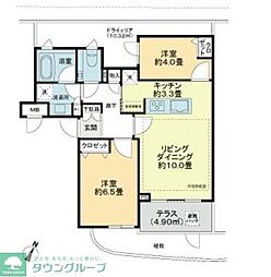 ロイヤルシーズン新宿柏木 1階2LDKの間取り