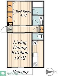 東京メトロ丸ノ内線 新高円寺駅 徒歩5分の賃貸マンション 1階1LDKの間取り