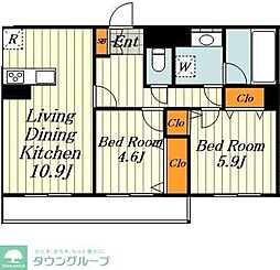 JR山手線 駒込駅 徒歩2分の賃貸マンション 2階2LDKの間取り