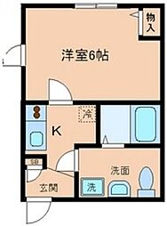 ブランカ・コート 1階1Kの間取り