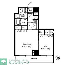 パークキューブ四谷三丁目 1階ワンルームの間取り