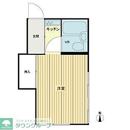 コーポメグ 2階ワンルームの間取り