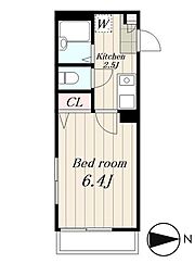 JR山手線 目白駅 徒歩4分の賃貸マンション 2階1Kの間取り