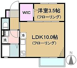 ラディア 1階1LDKの間取り