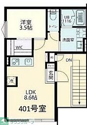 Ｆｏｌｓ　Ｃｌａｓｓ　四谷三丁目 4階1LDKの間取り