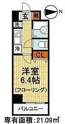 ラグジュアリーアパートメントデュオ神楽坂 4階1Kの間取り