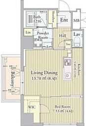 グロリアス西荻窪 8階1LDKの間取り