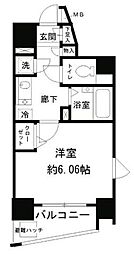 レジディア新中野 8階1Kの間取り