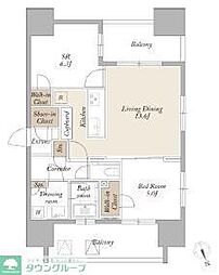 ライトテラス新宿御苑 18階2LDKの間取り