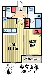 メゾン・ド・ソレイユ 4階1LDKの間取り