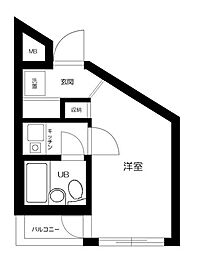 スカイコート新宿3 1Kの間取図画像