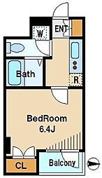 エルミタージュ東高円寺 1Kの間取図画像
