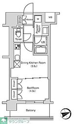 エミリブ鷺ノ宮 1DKの間取図画像