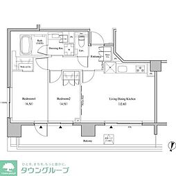 ザ・パークハビオ代々木 2LDKの間取図画像