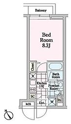 クロノガーデン神楽坂 1Kの間取図画像