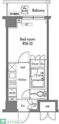 プラウドフラット早稲田 1Kの間取図画像