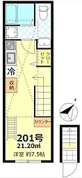 ベルエクラ阿佐ヶ谷 ワンルームの間取図画像