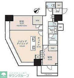 プラウドタワー渋谷 2LDKの間取図画像
