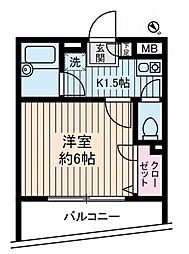 CrescentMOTONES 1Kの間取図画像