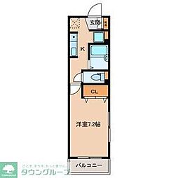 サザンテラス飯原 1Kの間取図画像