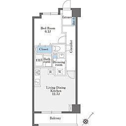 ラドゥセール巣鴨West 1LDKの間取図画像