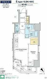 プラウドフラット文京千駄木 1LDKの間取図画像