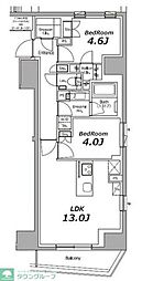 ザ・パークハビオ中野新橋 2LDKの間取図画像