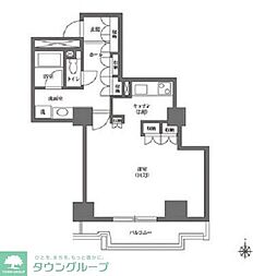 文京グリーンコートビュータワー本駒込B棟 ワンルームの間取図画像