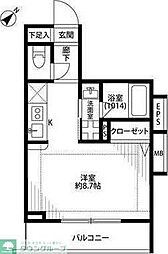 プレール・ドゥーク下井草 ワンルームの間取図画像