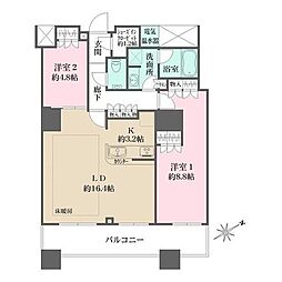ザ・パークハウス西新宿タワー60 2LDKの間取図画像