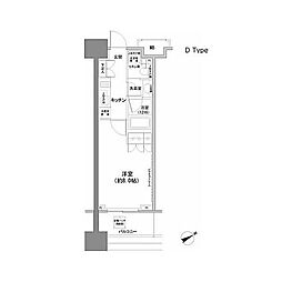 パークハビオ西新宿 1Kの間取図画像