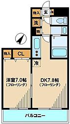 アクシス若宮 1DKの間取図画像