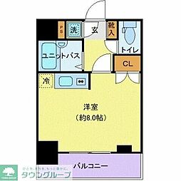 シンシア牛込 5階ワンルームの間取り