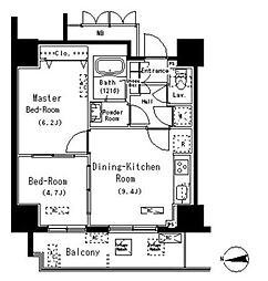 パークアクシス元浅草ステージ 2階2LDKの間取り