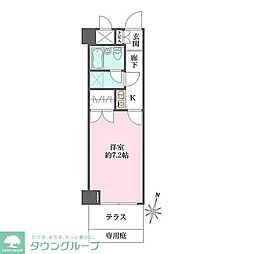 藤和シティコープ初台 1階ワンルームの間取り
